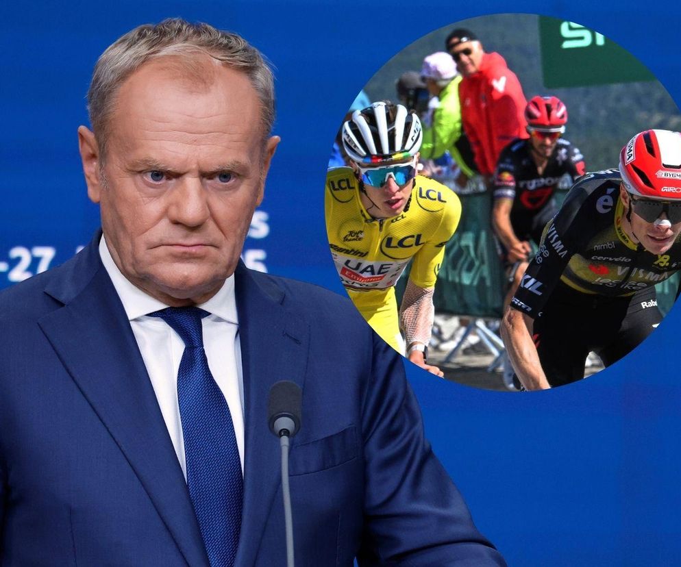 Donald Tusk, Tadej Pogacar i Jonas Vingegaard