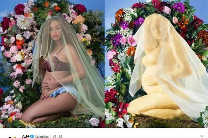 Rzeźba ciężarnej Beyonce zrobiona z sera 