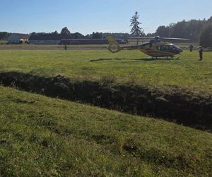 Tragedia na drodze. Wjechał w krowę motocyklem. Zwierzę nie żyje, lądował śmigłoiwec LPR