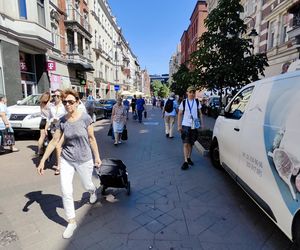 Katowice jak patelnia. Obowiązuje ruch cieniostronny. Nawet gołębie chowają się w cieniu