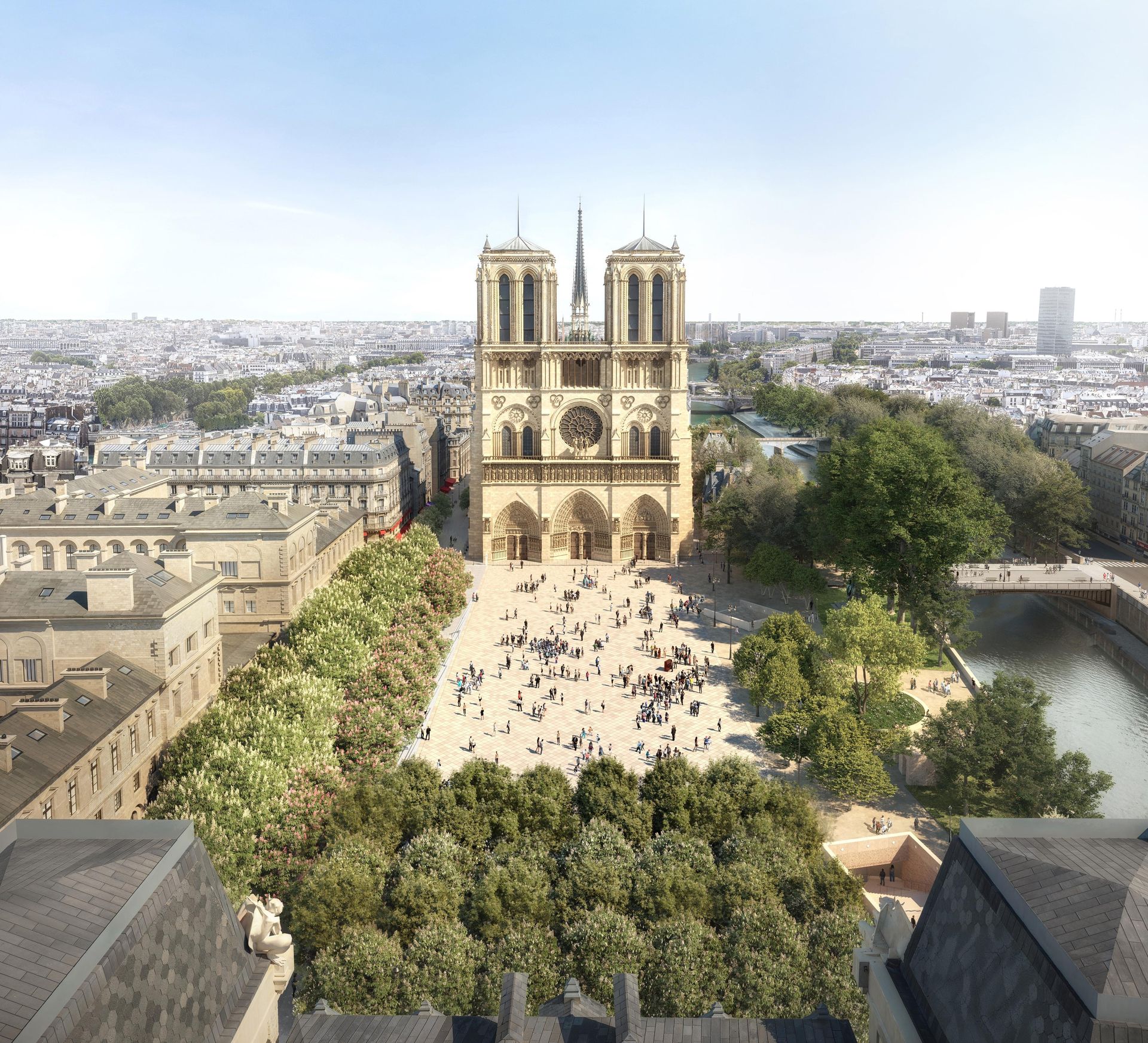 Projekt zagospodarowania przestrzeni Notre Dame po odbudowie