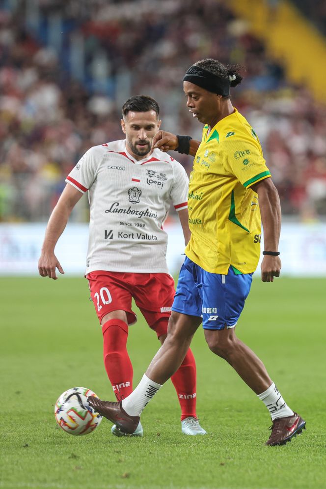 Ronaldinho na Stadionie Śląskim w meczu gwiazd Polska - Brazylia