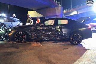 Dantejskie sceny na DK1. W kraksie brało udział 9 pojazdów. Zaczęło się od kierowcy bmw