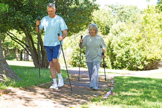 para uprawiająca nordic walking