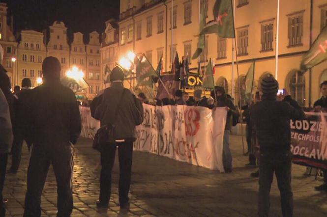 Wrocław rynek - demonstracja nacjonalistów