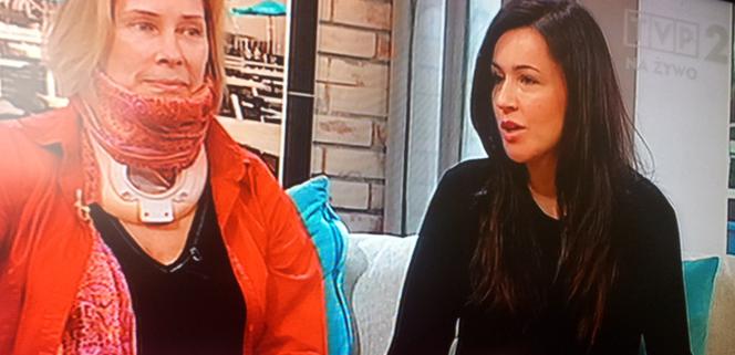Małgorzata Potocka w kołnierzu ortopedycznym