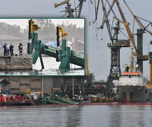 W Gdańsku dźwig stoczniowy runął do wody