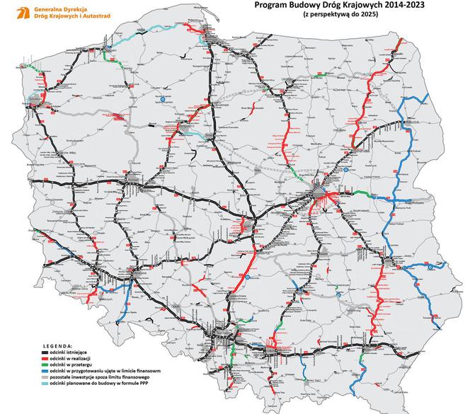 Mapa nowych dróg w Polsce. Inwestycje GDDKiA
