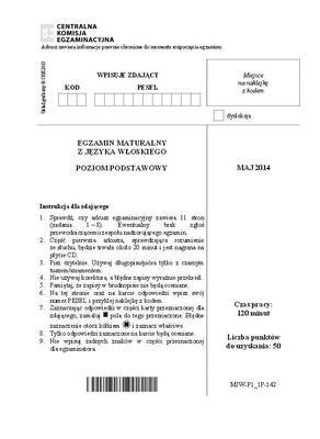 Matura 2014 Język Włoski poziom podstawowy