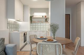 40-metrowe mieszkanie w kolorach szałwii na warszawskim Ursusie.