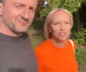 M jak miłość nowy sezon. Dorota (Iwona Rejzner), Bartek (Arkadiusz Smoleński) na planie