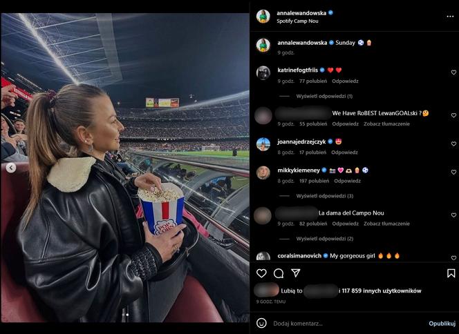 Anna Lewandowska kibicowała Robertowi na Camp Nou