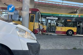 Łódź. Autobus i tramwaj zderzyły się pod dworcem Łódzka Kaliska [ZDJĘCIA]