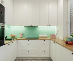 Kolorowa ściana w kuchni – mięta z malinami