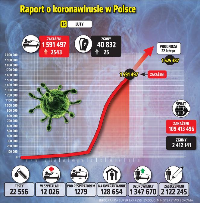 koronawirus w Polsce wykresy wirus Polska 1 15 2 2021