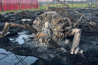 Pożar lądowiska w Świebodzicach. Spłonął cały hangar