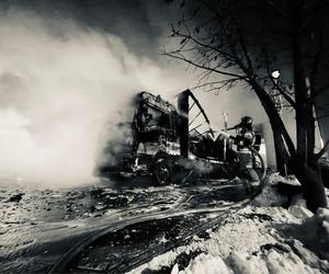Pożar samochodu ciężarowego w Jaworznie
