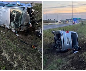 Koszmar na ekspresówce. Bus z czworgiem dzieci w rowie