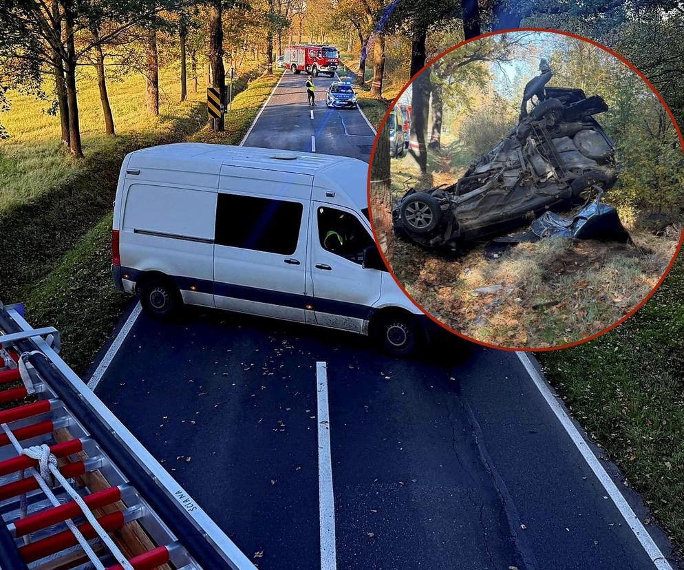 Śmiertelny wypadek pod Polkowicami. Nie żyje kierowca audi [ZDJĘCIA]