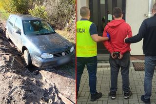 Wzięli auto sąsiada i utknęli w błocie! Zatrzymano dwóch 18-latków. Jeden ukrył się na cmentarzu