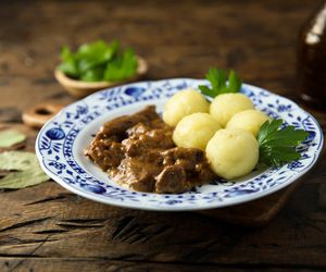 Śląski gulasz z serc wieprzowych do klusek ziemniaczanych