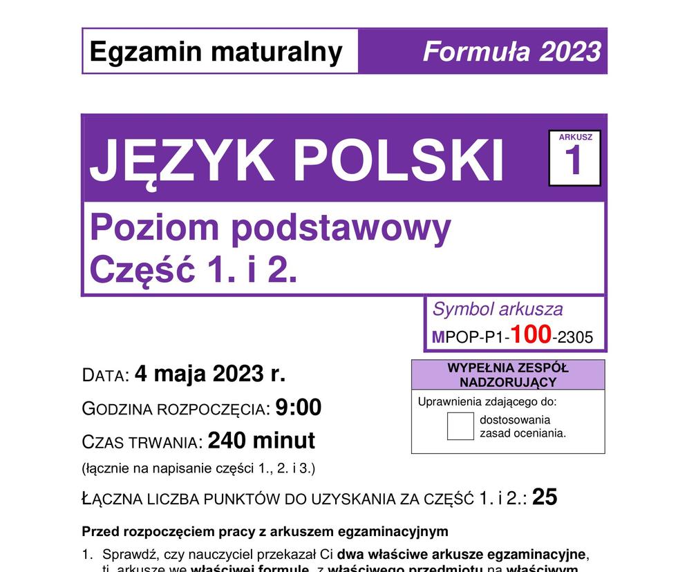 Matura 2023: polski. Arkusze CKE i odpowiedzi. Poziom podstawowy [Formuła 2023]