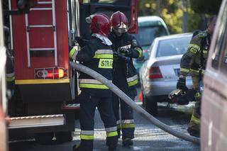 Kłęby czarnego dymu nad Dąbrową w Łodzi. Pożar postawił na nogi straż pożarną