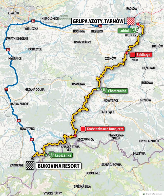 Trasa 4. etapu Tour de Pologne 2021