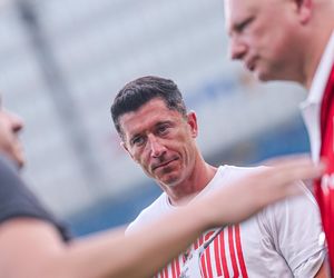 Robert Lewandowski na meczu Polska - Mołdawia