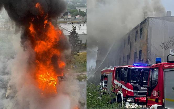 Pożar w centrum Będzina. Strażacy walczą z ogniem
