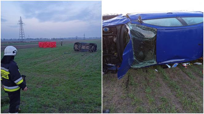 Wyszogród. Dachowanie zakończone śmiercią! Seat 37-latka wypadł z drogi [ZDJĘCIA]