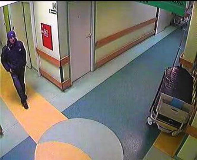 Podejrzanego o kradzież kranu w szpitalu Kopernika uchwycił kamera monitoringu