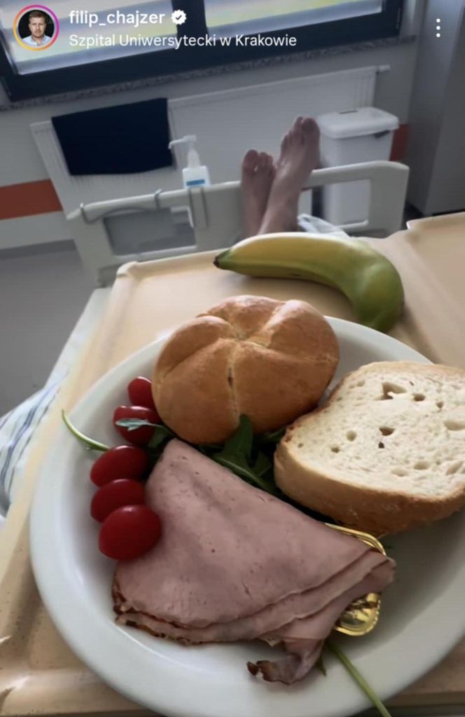 Filip Chajzer pokazał szpitalne jedzenie