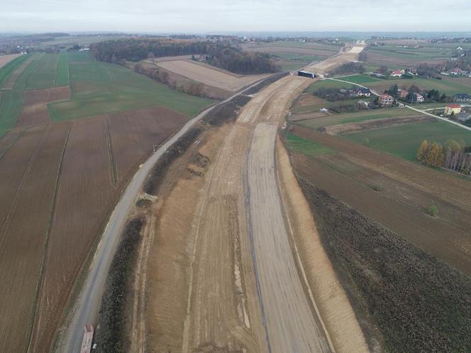 Budowa S7 Kraków-Widoma. Zdjęcia z lotu ptaka