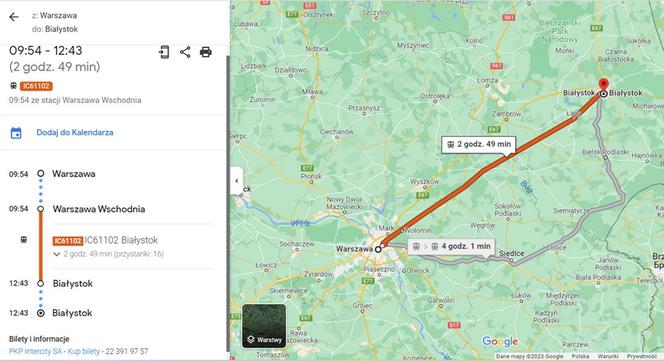 Nowa funkcjonalność dla pasażerów PKP Intercity! W Google Maps pojawiła się funkcja „Kup bilet”