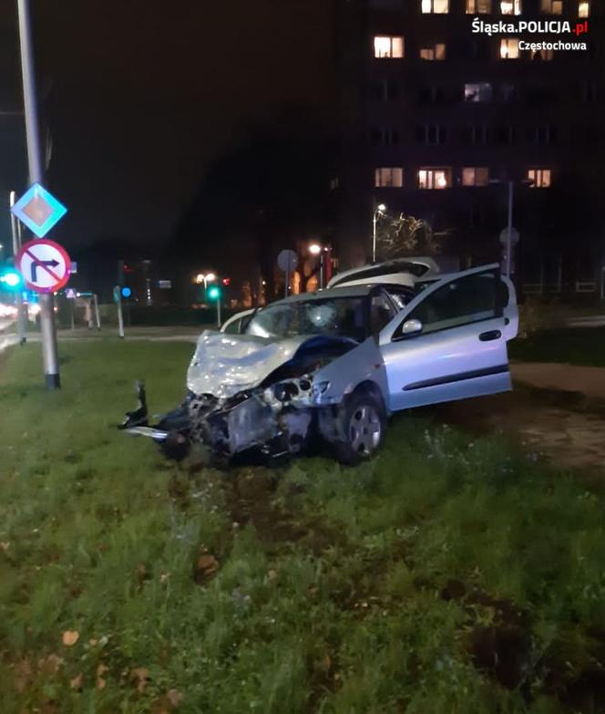 Koszmarny pościg w Częstochowie. Radiowóz zniszczony, policjanci w szpitalu 