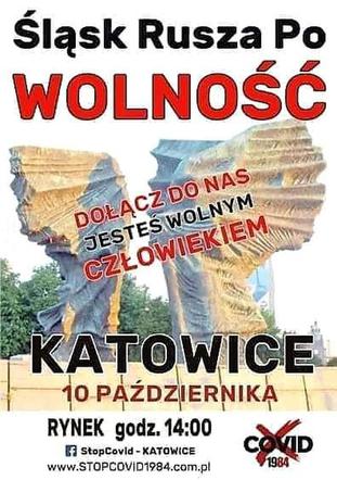 Katowice: Niewierzący w koronawirusa wyjdą na ulice. Śląsk rusza po wolność