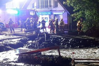 Burza w Pilchowicach. Woda zalała centrum wsi