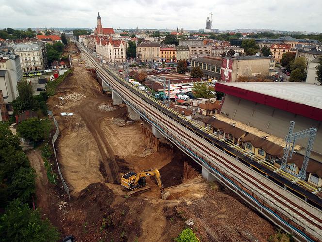 Koniec kolejowego nasypu w centrum Krakowa