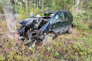 Śmiertelny wypadek między Baniami Mazurskimi i Rapą. Auto uderzyło w drzewo [ZDJĘCIA]