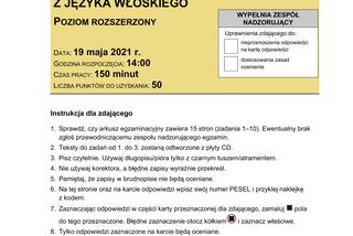 Matura 2021: Język włoski na poziomie rozszerzonym. Arkusze CKE