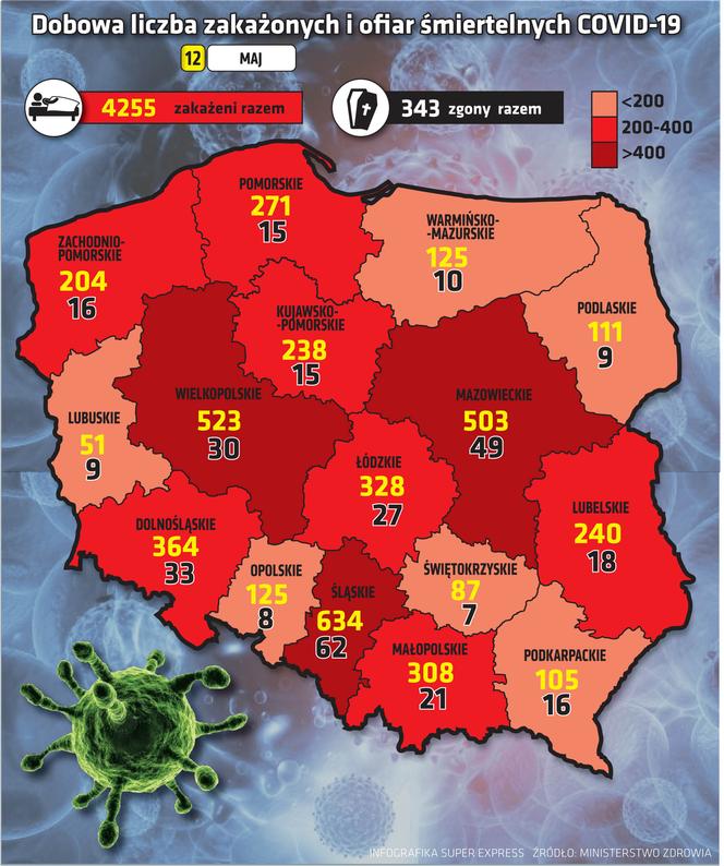 koronawirus w Polsce województwa 12 5 2021