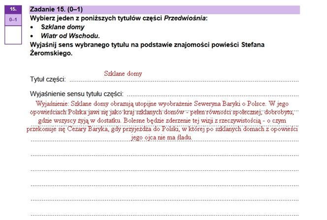 Zadanie 15, sugerowane odpowiedzi