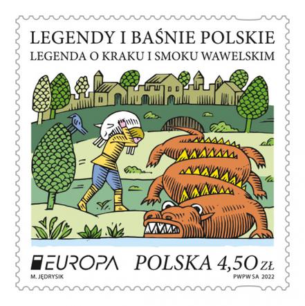 Smok wawelski na znaczku Poczty Polskiej