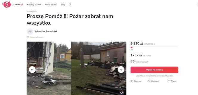 Pożar zabrał im cały dorobek życia. Zbiórka dla pogorzelców z Rogowa