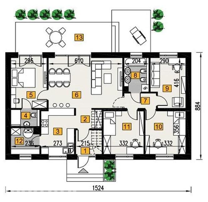 Projekt domu Zaufany z katalogu Muratora - plan parteru