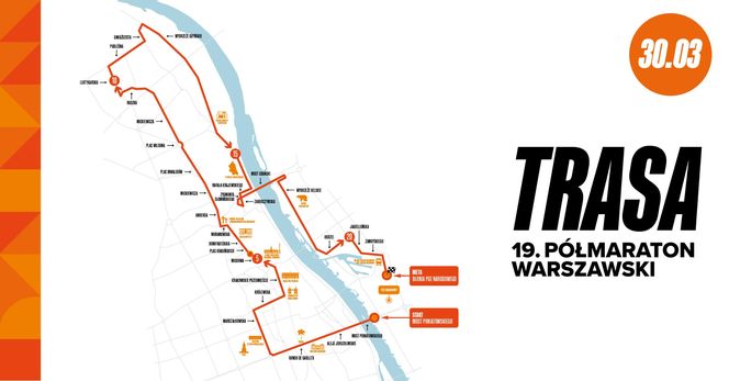 trasa Półmaratonu Warszawskiego 2025