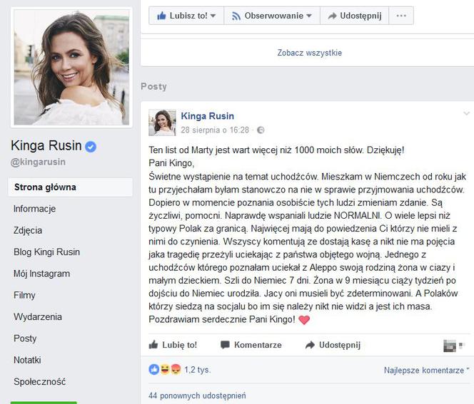 Kinga Rusin zaliczyła wpadkę na Facebooku