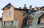 Blok przy ul. Powstańców w Ząbkach po pożarze