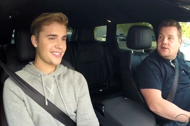Justin Bieber w samochodzie z Jamesem Cordenem 